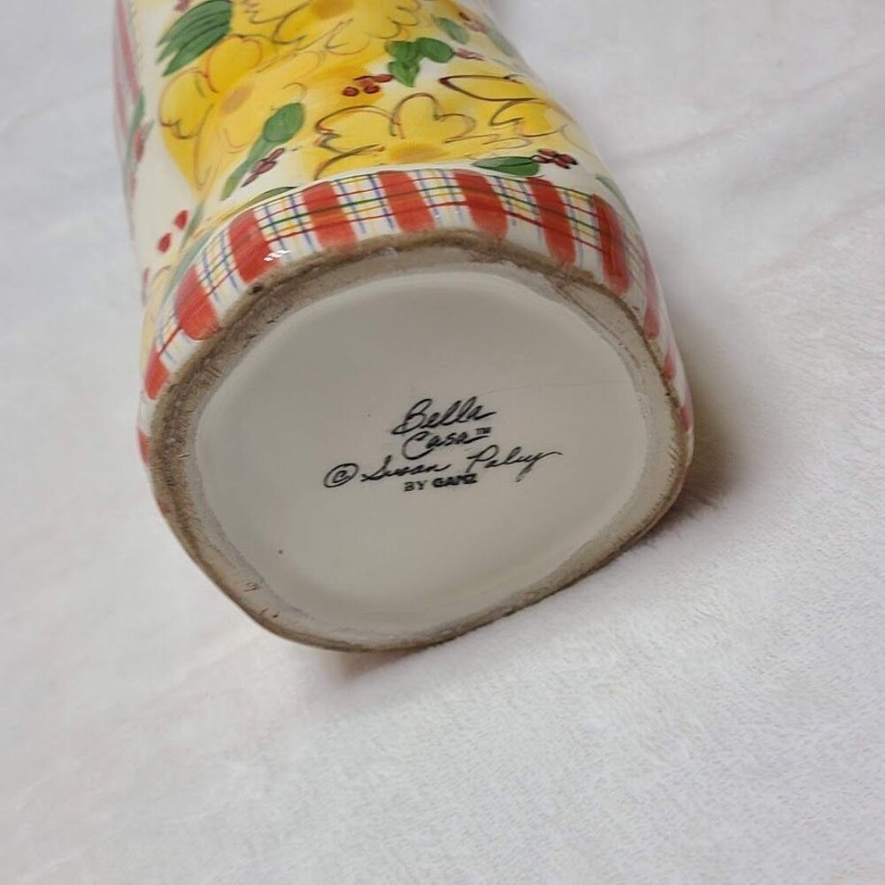 Vintage 1980s Bella Casa Daisy Susan Paley By Ganz hand Painted Ceramic Vase 11" - Picture 6 of 12
